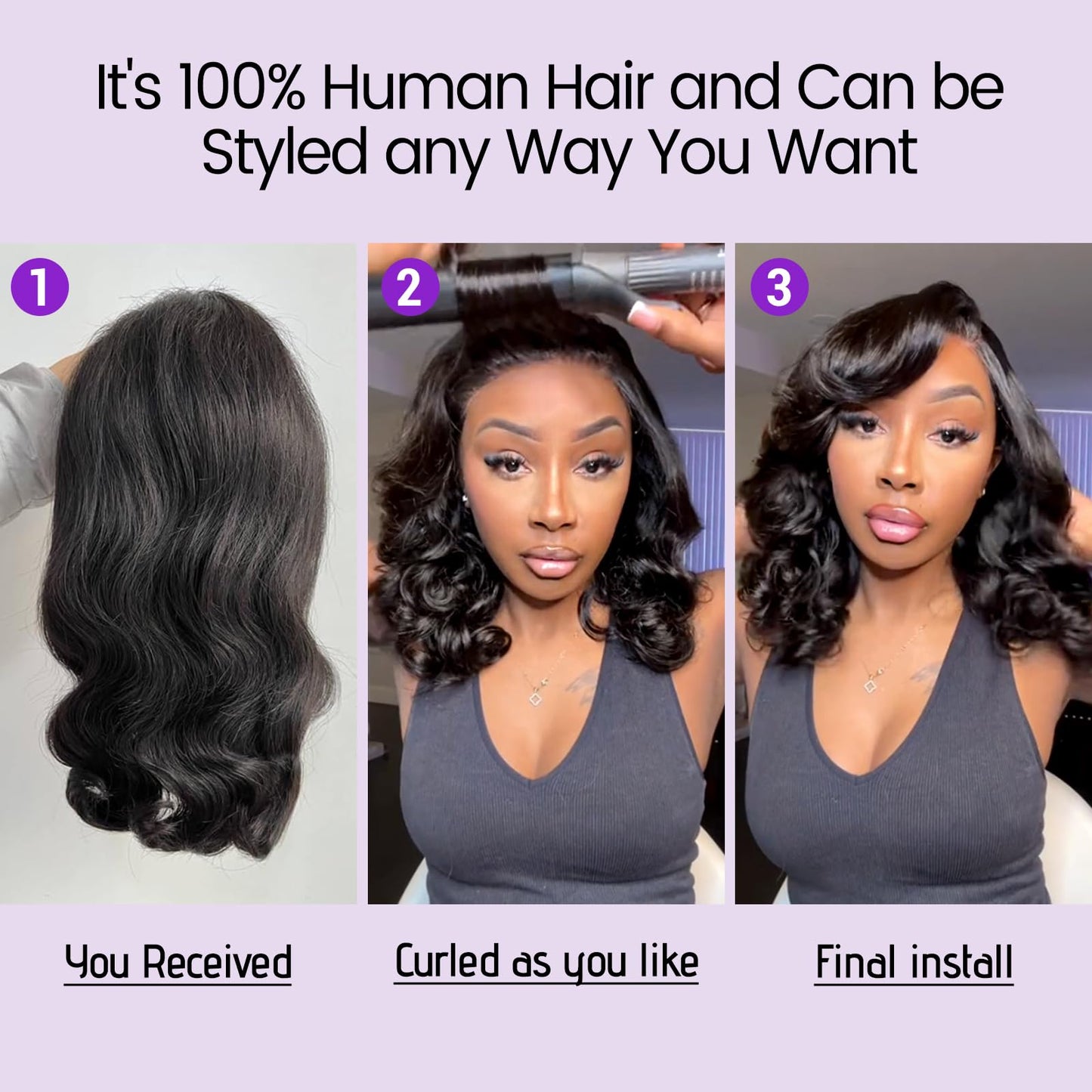 UVVUVV Bob Wig Human Hair 4x4 Frontal Lace Wig 10 Inch Body Wave 180% Density HD Lace Front Wigs Human Hair Pre Plucked Bob Wigs for Women (10 inch, Natural Black)