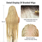 SUPERNOVA Blonde Full Lace Boho Braided Wig 613# Colored Synthetic Hair Box Braids Wig With Baby Hair Special Top Design Transparent Lace Long Highlight Knotless Braided Wigs For Black Women 36 Inch