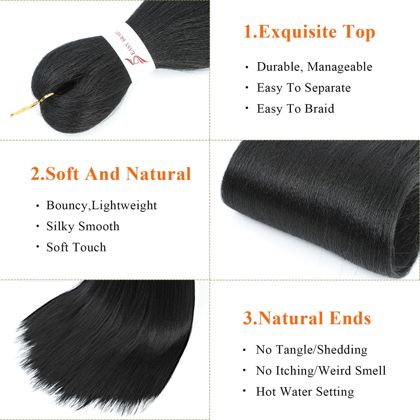 Kids Braiding Hair 12 Inch 8 Packs Pre Stretched Braiding Hair For Braiding Twist Hair Pre Stretched For Crochet Box Braids Hot Water Setting Soft Yaki Texture(12Inch, 1B)
