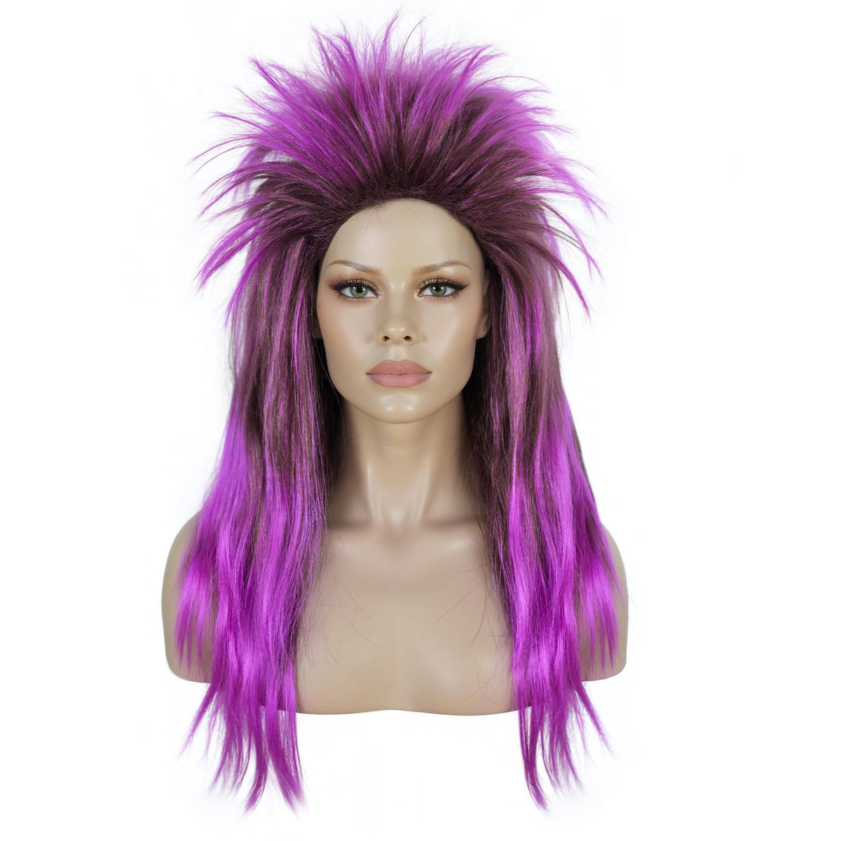 BESTBEL 80s Rocker Punk wig Ombre Purple Wig Rocking Diva Wigs Gothic Hair