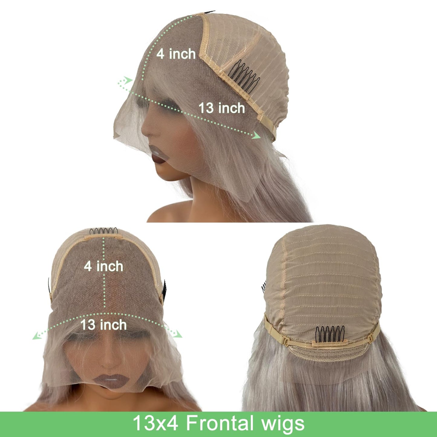 SOSEXY Grey Lace Front Wigs Human Hair 13x4 HD Transparent Straight Lace Frontal Wigs 180% Density Human Hair Wigs for Women Pre Plucked with Baby Hair Gray Wig