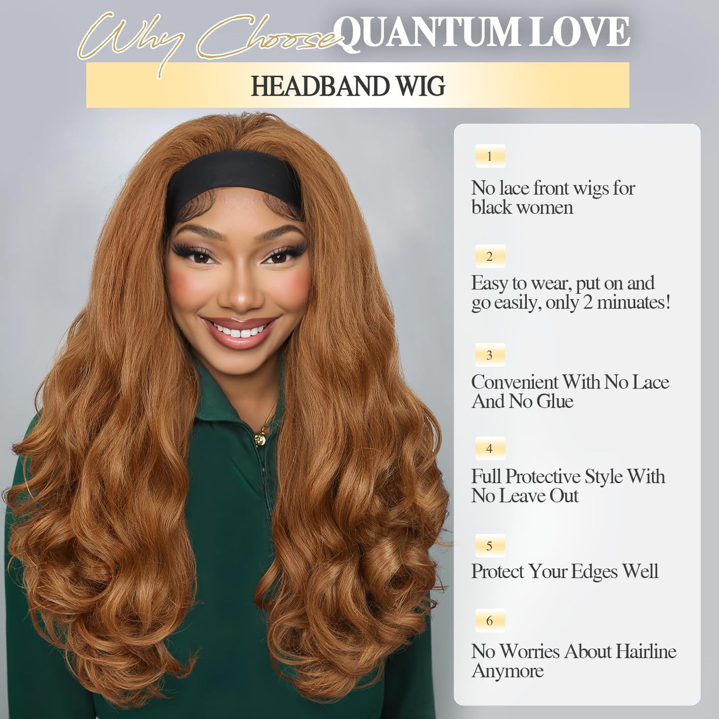 Quantum Love Yaki Curly Headband Wigs for Black Women Kinky Straight Black Headband Curly Ends Synthetic Wear and Go Glueless half Wig with Headbands Attached