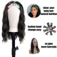 Colorful Queen Glueless Headband Wig Synthetic Long Black Body Wave Headband Wigs for Black Women Natural Looking Wavy Wig Heat Resistant 180% Density(16inch, 1B/H27#)