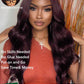KLAIYI Black Cherry Loose Body Wave Pre Eeverything 13x4 Lace Frontal Wigs Human Hair Bye Bye Knots Glueless Ready to Wear and Go Wig with Face Framing Bangs Drawstring Pre Plucked Burgundy Wig 26Inch