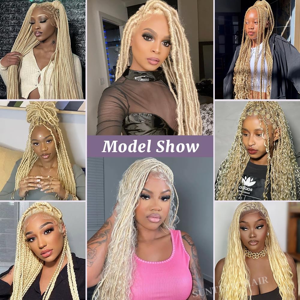Suntefic Braided Wig Cap With Baby Hair Crochet Wig Cap For Crochet Braids Hair Glueless Double Full Hd Lace Wig Caps For Black Women (Blonde-123)