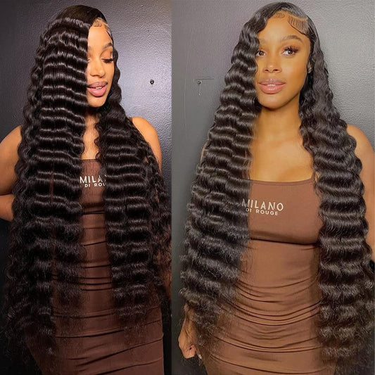 Loose Deep Wave Bundles 26 28 30 Unprocessed Virgin Brazilian Remy Deep Wave Human Hair Bundles Loose Deep Bundles for Black Women Free Part Soft and Bouncy Hair Extensions Natural Color