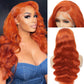 Ginger Lace Front Wig Human Hair Pre-Plucked 200% Density Body Wave HD Lace Frontal Wig 88J Colored Ginger Human Hair 13x4 Lace Front Wig Glueless 26 Inch