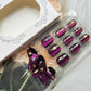 Short Square Press on Nails Fake Nails with Designs Glossy Purple Polka Dot Golden Star Pattern Acrylic Gel False Nail Kit Full Cover Reusable Artificial Stick on Nails for Women Manicure Decorations