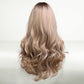 HAIRCUBE Ombre Gray Blonde Synthetic Women's Wig Layered Wigs with Bangs Long Wavy Heat Resistant Natural Wigs