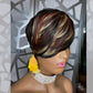QiaQiaRing 10A Pixie Cut Wigs for Black Women Side Part 1b/33/27 Daily Use Color Short Layered Pixie Cut Human Hair Wigs With Bangs Brazilian Virgin Straight Human Hair (1b/33/27)