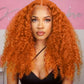 UCUVIC Wear And Go Glueless Wigs Human Hair Pre Plucked Pre Cut Curly 5x5 Deep Wave Bob Wig Human Hair Lace Front Closure Wigs For Black Women 200 Density Curly Wig Glueless Wear And Go Ginger 18 Inch