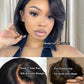 UNICE 8 inch Short Layered Bob Drawstring Wig Human Hair with Side Swept Bangs Bye Bye Knots 7x5 Lace closure Glueless Wigs Human Hair Pre Plucked Pre Cut Read to Wear