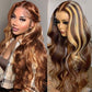 30 Inch Highlight Ombre Lace Front Wig Human Hair Pre Plucked 13x4 HD Transparent 4/27 Body Wave HD Lace Frontal Human Hair Wigs with Baby Hair 200 Density Honey Blonde Lace Front Wig Human Hair