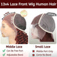 PYY Reddish Brown Deep Wave 13x4 Lace Front Wig Human Hair 33# Auburn Color – Glueless Pre Plucked, Soft Tangle-Free Raw Human Hair, Beginner Friendly, Natural Hairline, Effortless Glam Look 32 Inch