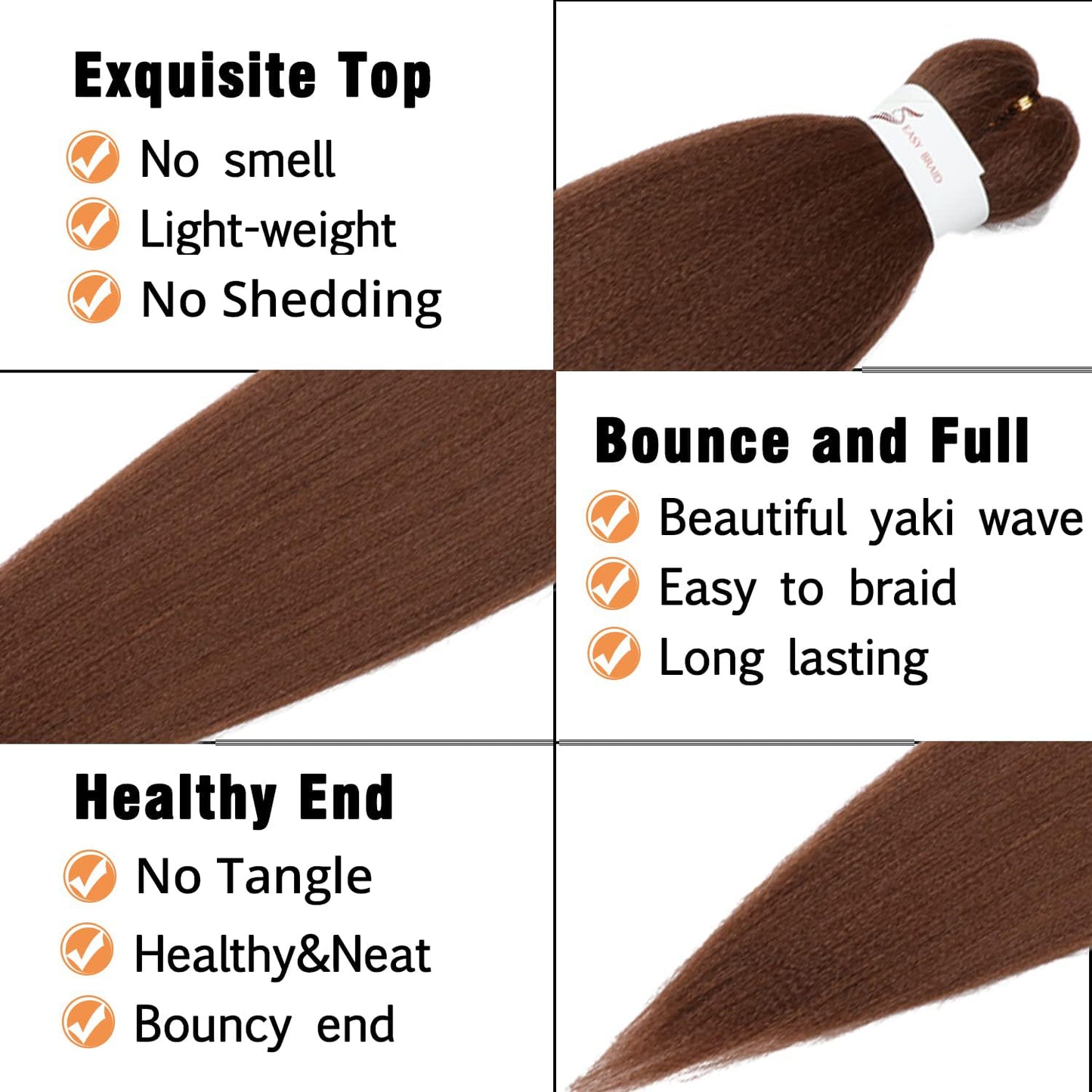 Ubeleco Brown Braiding Hair Pre Stretched 20 Inch 8 Packs Color 30 Braiding Hair Auburn Soft Yaki Texture, No Itch, Hot Water Setting Synthetic Hair Extensions For Braids(20in,30#)