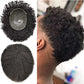 Man Weave Hair Unit for Black Men Curly Afro Brazilian Hair Replacement System Wig for American African Black Men Full Poly Skin All PU Injected Wave Hairpiece (1B# Off Black, 6MM Afro Wave)