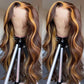 SISIFIRE Blonde Highlight Lace Front Wigs for Women Pre-plucked Hairline Glueless 13X4 Inch Synthetic Lace Front Wig with Baby Hair Long Loose Body Wave Wigs for Daily Party Wig