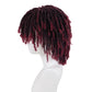 GNIMEGIL Mens Dreadlock Wig Ombre Wine Red Curly Male Fake Dreads Loc Short Braided Wig with Bangs Realistic Twist Rasta Wigs Halloween Costume