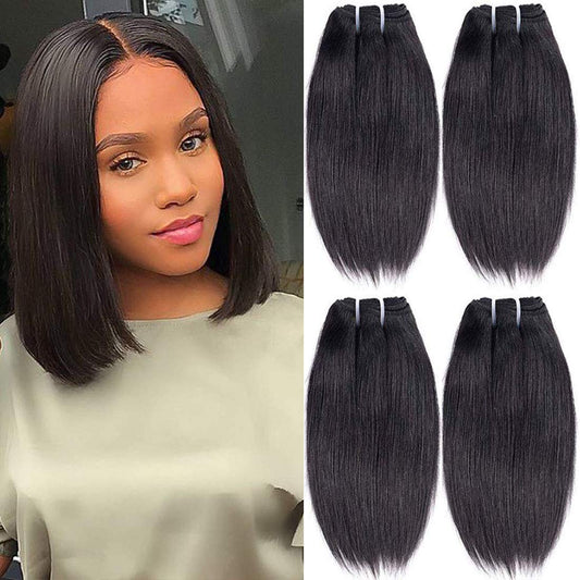 Liang Dian 10 Inch Short Human Hair Bundles Natural Color 4 Bundles 12A Brazilian Virgin Hair 100% Unprocessed Straight Human Hair Bundles(10"10"10"10")