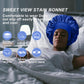 4PCS Silk Bonnet for Sleeping - Satin Hair Wrap Cap for Black Women Men, Curly Hair - Elastic Wide Band Shower Cap (Black, Sapphire Blue, Green, Purple)