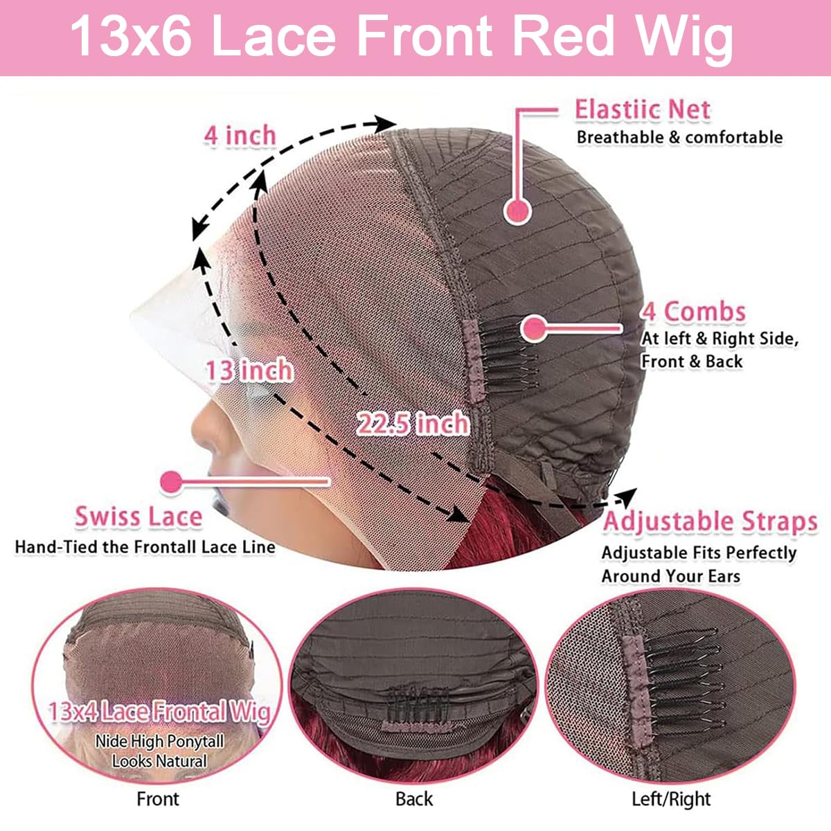 QZOQZO 99J Burgundy Lace Front Wigs Human Hair 13x6 HD Transparent Body Wave Lace Front Wigs Pre Plucked 99j Burgundy Red Wine Glueless Human Hair Wigs for Women Reddish Brown 180% Density 30 Inch