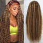 abbildung 28inch Highlight Ombre Lace Front Wig Human Hair 13x6 HD Honey Blonde 4/27 Deep Wave Lace Frontal Wigs Glueless Wigs Human Hair Pre Plucked with Baby Hair 200 Density