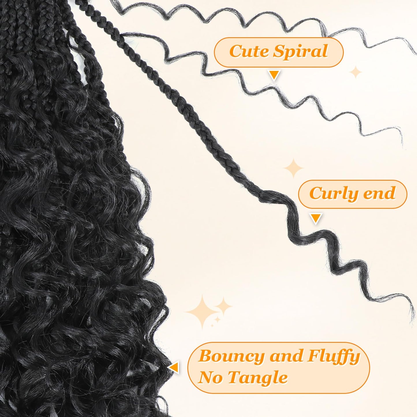 Yewell Goddess Box Braids Crochet Hair 10 Inch Boho Crochet Boxes Braid With Curly Ends, 9 Packs Bohomian Box Braiding Crochet Hair For Black Women Pre Looped BoxBraids(10Inch 9 Packs,1B)