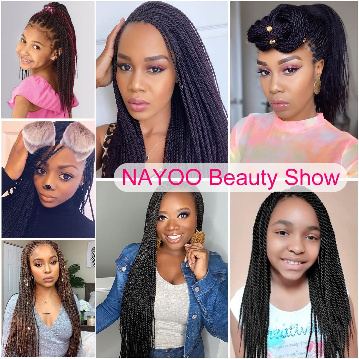 NAYOO Crochet Hair for Kids - 2 Packs 12 Inch Short Crochet Hair For Black Women, 30 Strands/Pack Small Crochet Twist Hot Water Setting, Crochet Twist Braids Hair with Natural Ends(12 Inch, 1B)