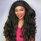 Quantum Love Yaki Curly Headband Wigs for Black Women Kinky Straight Ombre Brown Headband Curly Ends Synthetic Wear and Go Glueless half Wig with Headbands Attached