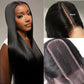 2x6 HD Lace Closure Straight Lace Closure Pre Plucked Single Knot Kim K Long Deep Parting 0.10mm Ultra-thin Invisible Swiss 130% Density Virgin Human Hair Natural Black(18 Inch)