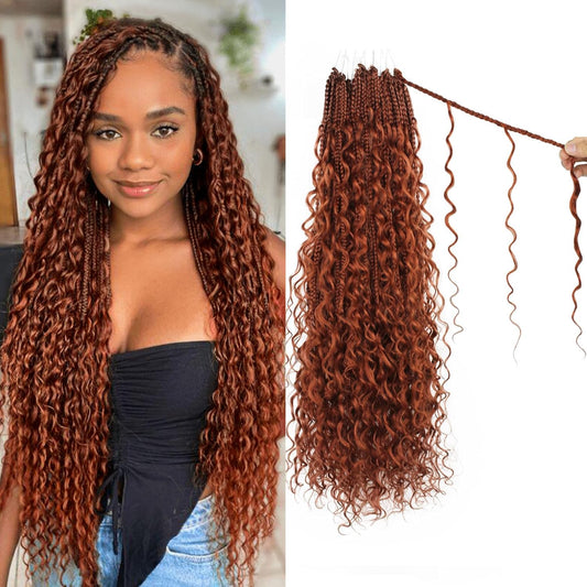 Boho Crochet Braids Pure Protein Fiber Close to Human Hair 24 Inch Goddess Box Braids with Soft Curls Bohemian Braids Crochet Hair for Black Women (24Inch #350)