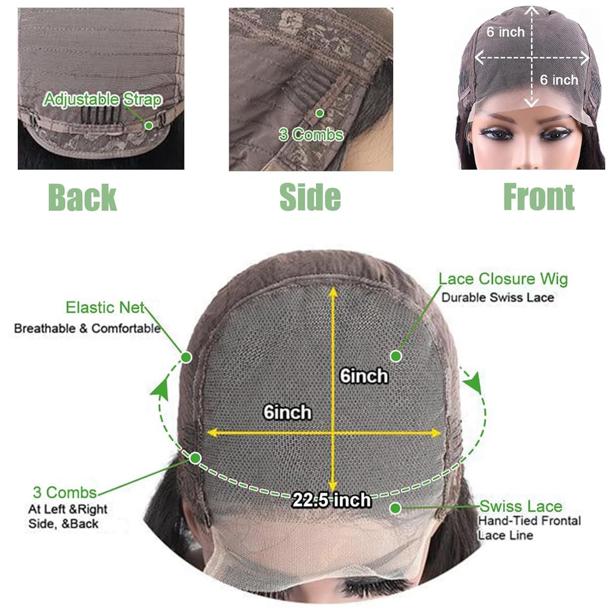 6X6 Bob Wig Human Hair Lace Front Wigs Human Hair Glueless Short Bob Wig Pre Plucked Transparent Wigs for Women 150% Density (6x6 Straight Bob Wig Black Color, 12 Inch)