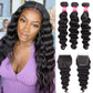 Beaushine Human Hair Bundles Loose Deep Wave Bundles and Closure (14 16 18+14) 10A Brazilian Loose Wave hd Lace Closure with Unprocessed Brazilian Raw Virgin Human Hair Quick Weave Bundles