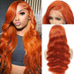 Ginger Lace Front Wig Human Hair Pre-Plucked 200% Density Body Wave HD Lace Frontal Wig 88J Colored Ginger Human Hair 13x4 Lace Front Wig Glueless 24 Inch