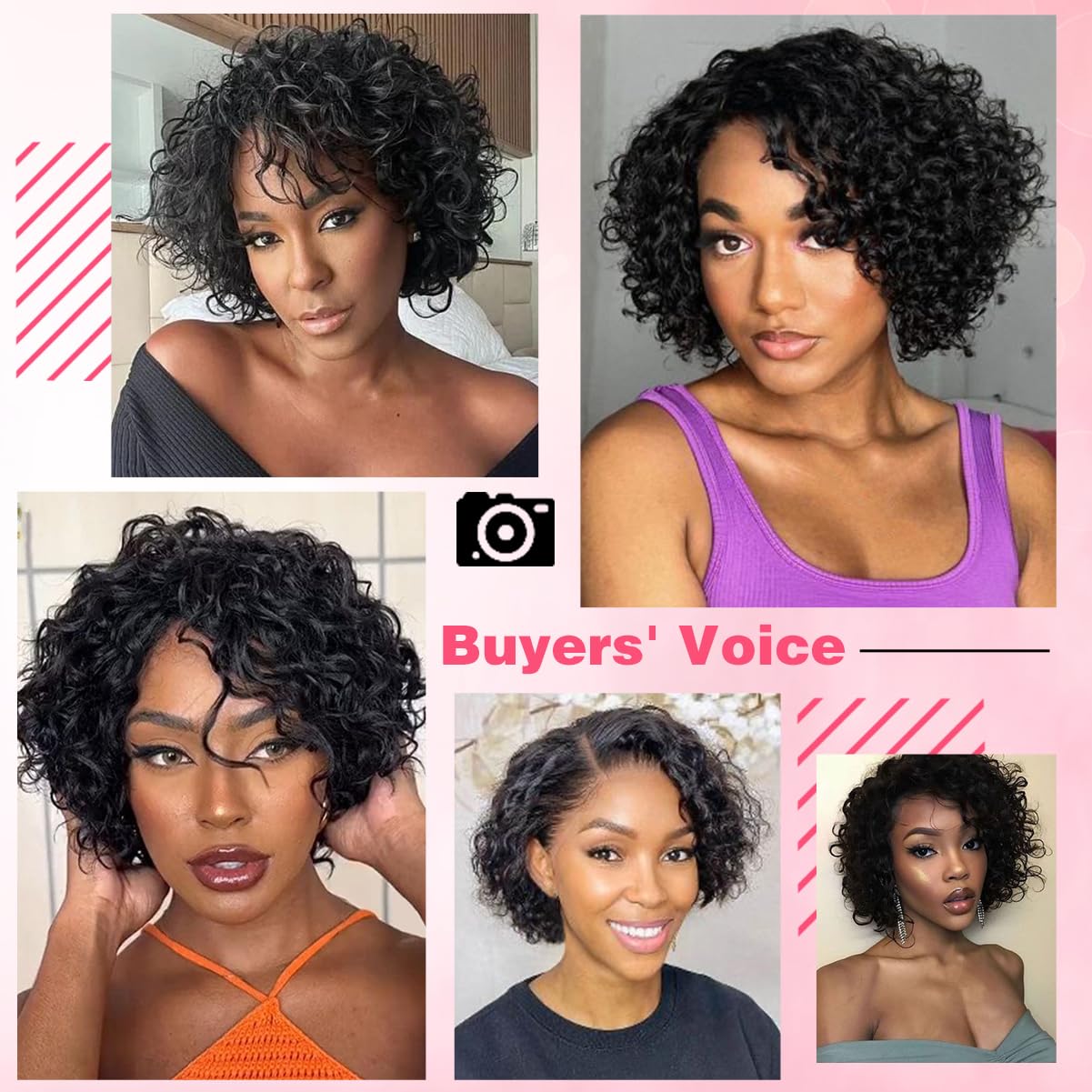 Rebecca Fashion Short Curly Human Hair Wigs for Black Women Cute Curly Bob Wig Side Part Non Lace Glueless Wigs Brazilian Remy Natural Looking Natural Color