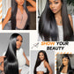 Ruibor 13x6 Lace Front Wigs Human Hair Pre Plucked Straight Full Human Hair Wig 200 Density Soft HD Lace Frontal Wig Human Hair No Tangle No Shedding Tiny Knots Glueless Natural Black Wig 36 Inch