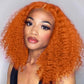 UCUVIC Glueless Wigs Human Hair Pre Plucked Pre Cut Wear And Go Curly 5x5 Deep Wave Bob Wig Human Hair Lace Front Closure Wigs For Black Women 200 Density Curly Wig Glueless Wear And Go Ginger 14 Inch