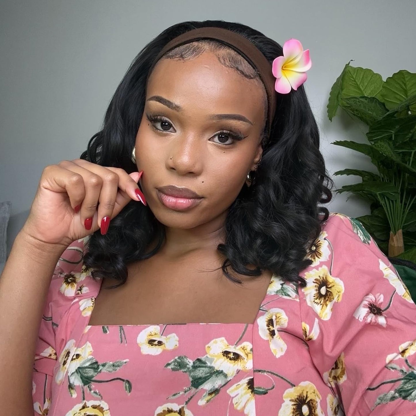 Quantum Love Yaki Curly Headband Wigs for Black Women Kinky Straight Black Headband Curly Ends Synthetic Wear and Go Glueless half Wig with Headbands Attached