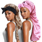 2pcs Long Satin Bonnets with Tie Band, Large Braid Bonnet Silky Hair Cap for Locs Women Sleeping, G