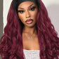 FANCEE Yaki Wavy Headband Wigs Ombre Burgundy Kinky Straight Wear and Go Wig with Curly Wavy Ends for Mom on the Go Synthetic Headband Blow Out Style Natural Hair Wig for Black Women Bug
