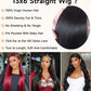 Ruibor 13x6 Lace Front Wigs Human Hair Pre Plucked Straight Wigs Human Hair 200 Density Glueless HD Lace Frontal Wigs No Tangle Tiny Knots Black Wig Soft Heat-Resistant Invisilbe Hairline 20 Inch