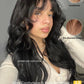 Sunber Bye Bye Knots 7x5 Lace Front Glueless Fluffy Natural Loose Wave Curtain Bangs Wig 180% Density Human Hair Wigs Pre Plucked Invisible Knots Pre Everything 3S Ready to Wear 16Inch