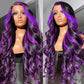 SISIFIRE Purple Highlight Lace Front Wig Pre-plucked Hairline Synthetic Heat Resistant Fiber Lace Front Wigs for Women Glueless 13X4 Inch Long Loose Curly Wavy Wigs