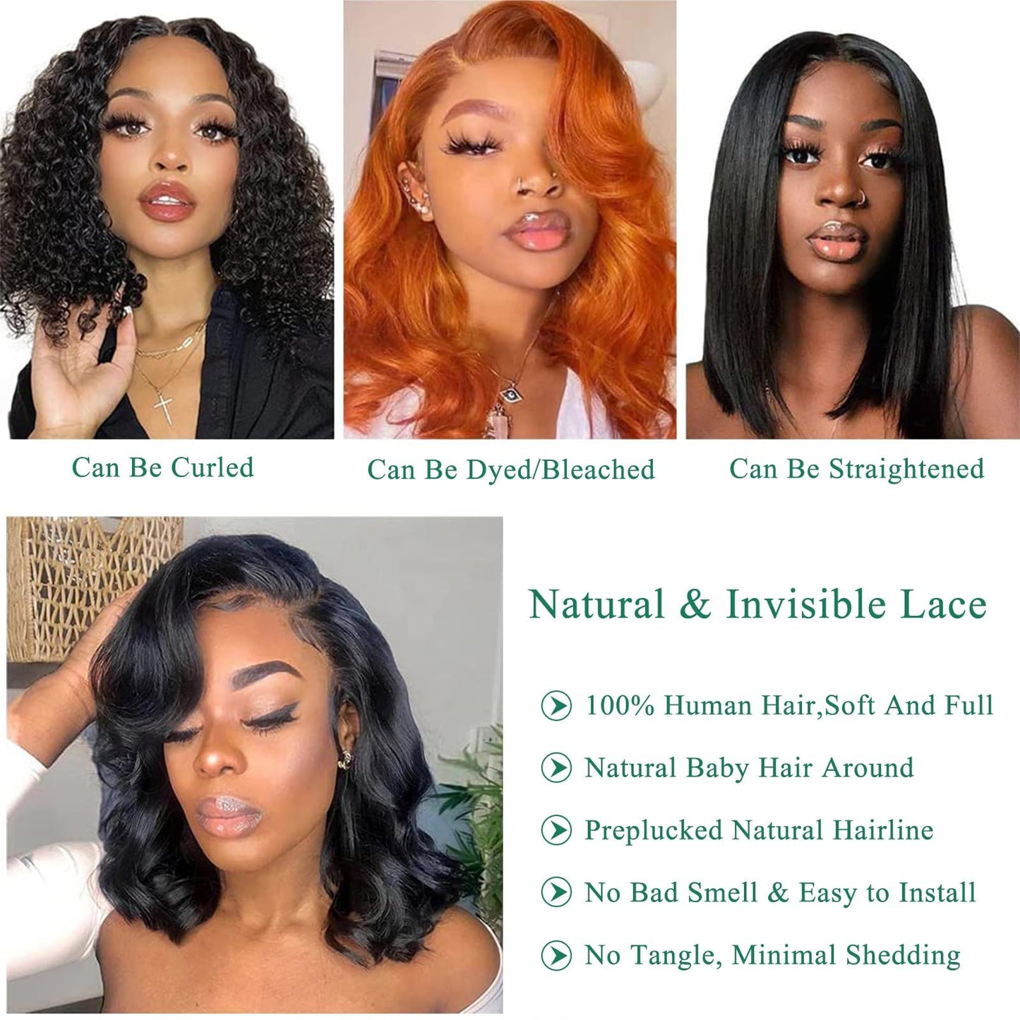 Douyin Bob Wig Human Hair 13x4 Frontal Lace Wig Body Wave HD Lace Front Wigs Human Hair Pre Plucked Glueless Bob Wigs for Women (12 inch,Natural Black)