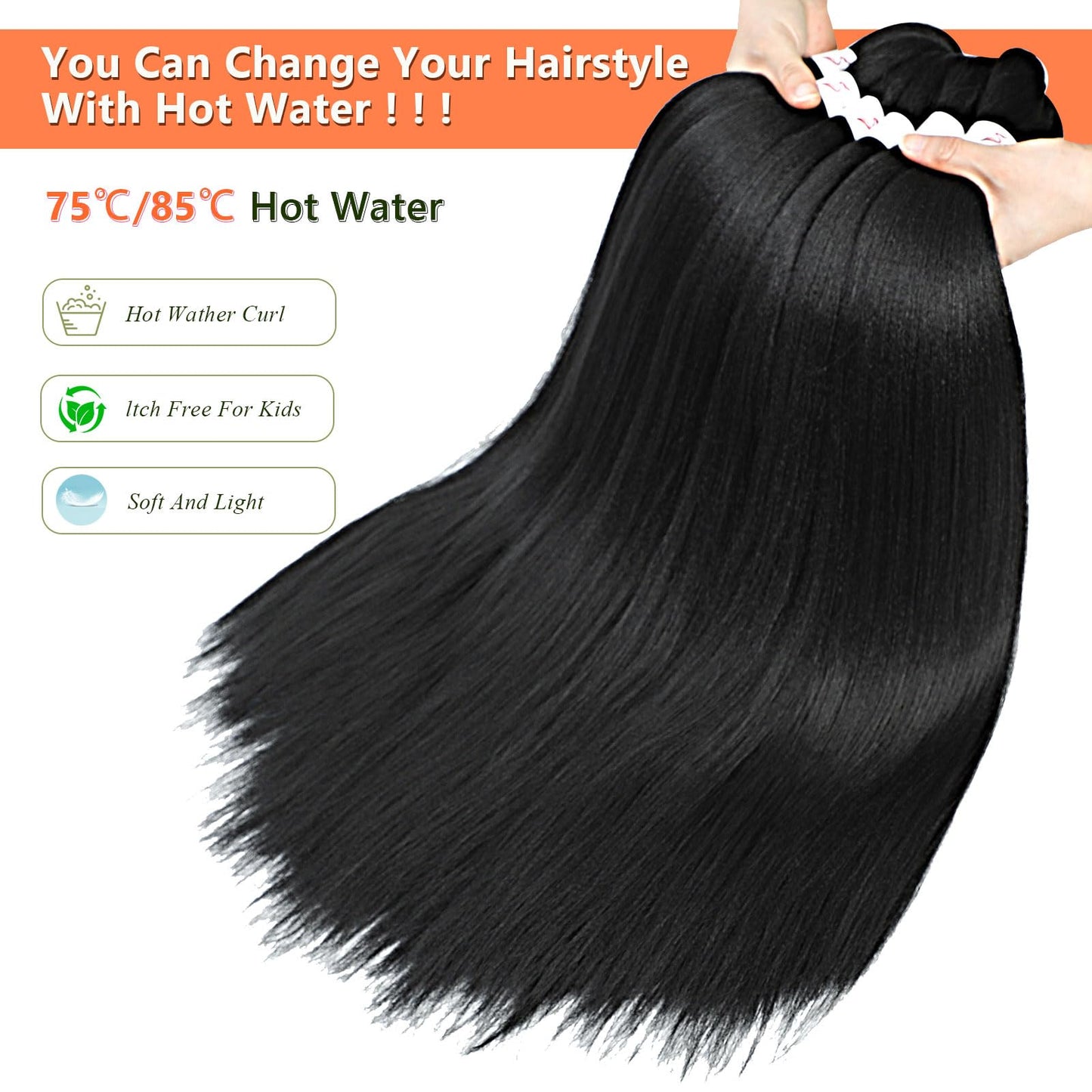 Kids Braiding Hair 12 Inch 8 Packs Pre Stretched Braiding Hair For Braiding Twist Hair Pre Stretched For Crochet Box Braids Hot Water Setting Soft Yaki Texture(12Inch, 1B)
