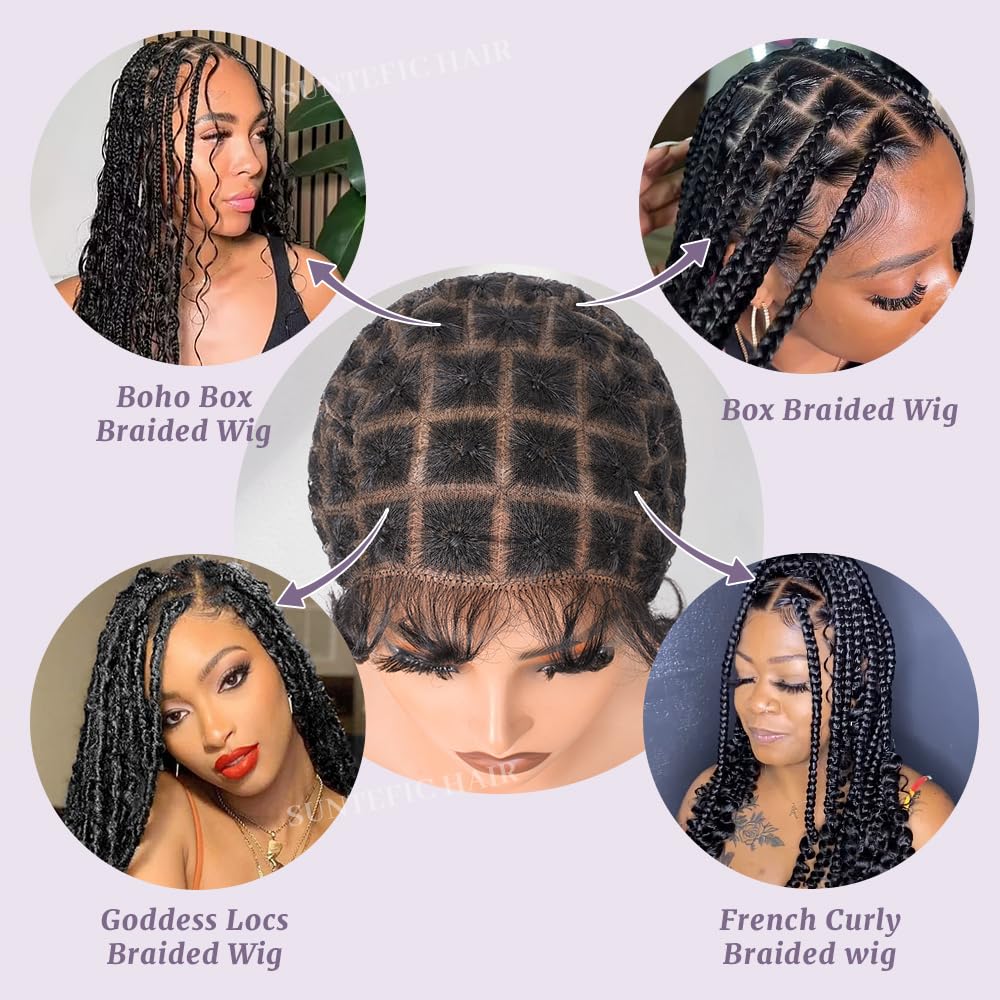 Suntefic Braided Wig Cap With Baby Hair Crochet Wig Cap For Crochet Braids Hair Glueless Double Full Hd Lace Wig Caps For Black Women (Black-69)