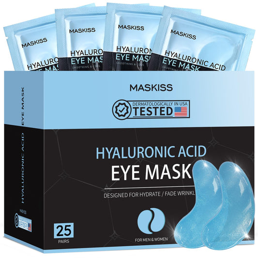 Maskiss Under Eye Patches (25 Pairs), Hyaluronic Acid Eye Masks for Dark Circles Puffy Eyes Undereye Bags, Collagen Eye Patches for Wrinkles and Hydrate, Skin Care Gift for Her