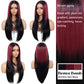 BrownBomb Ombre Red Black Wear and Go Glueless Wigs Pre Plucked Pre Cut for Beginners Synthetic Lace Front Wigs With Bangs Long Straight layered Wigs HD Lace 26 Inch 3 Seconds to Wear for Beginners