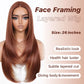 BrownBomb Cooper Blond Wear and Go Glueless Wigs Pre Plucked Pre Cut for Beginners Synthetic Lace Front Wigs For Woman With Bangs Long layered Straight 26 Inch Ginger Highlights 3 Seconds to Wear