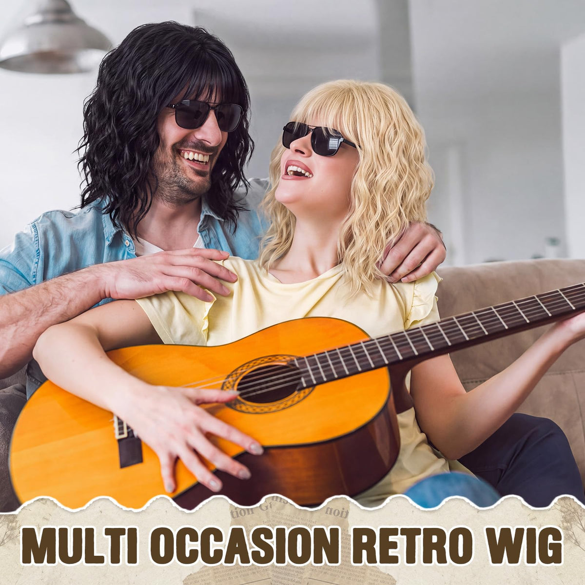Suncalla 6 Set 80S Rocker Wigs for Halloween Party 3Color